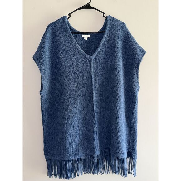 J. Jill Blue Fringe Hem Top - Picture 3 of 16